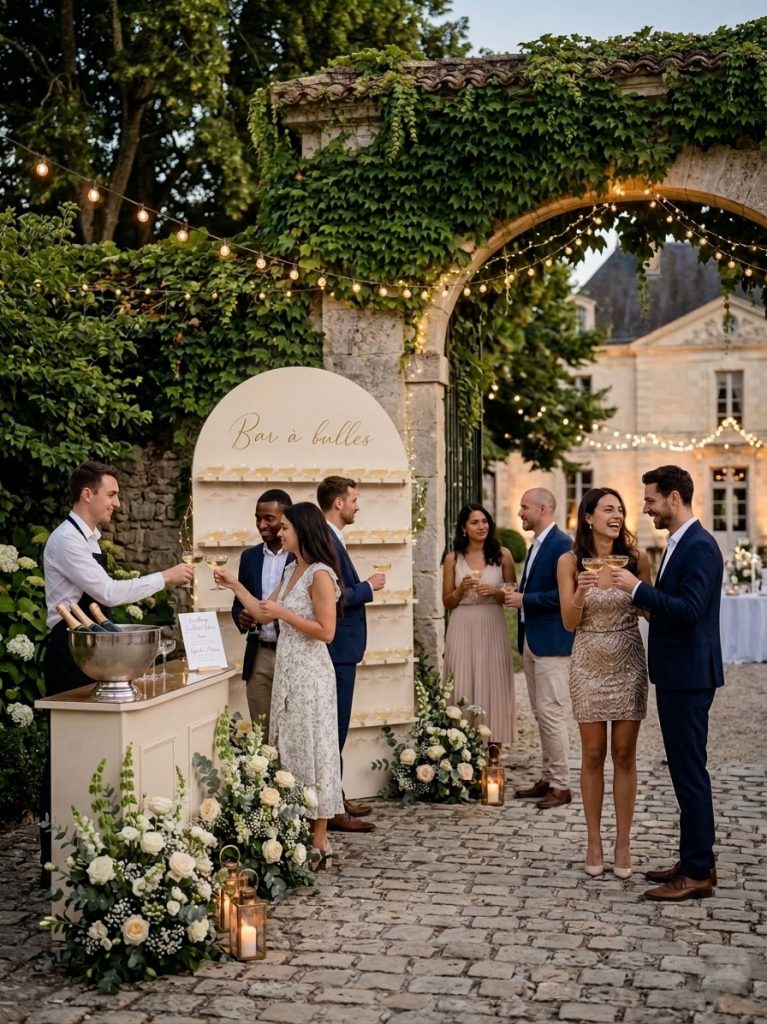 champagne wall loire valley wedding